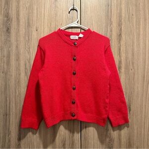 Vintage Honors Red Crew Neck Silk Angora Fuzzy Cardigan Size S